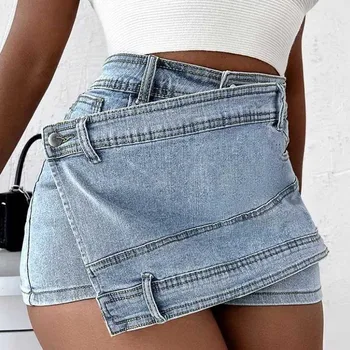 Femei de vară Fierbinte de Vânzare pantaloni Scurți de Moda Noua Neregulate Îmbinat pantaloni Scurți din Denim pentru Femei Blugi Denim Fusta