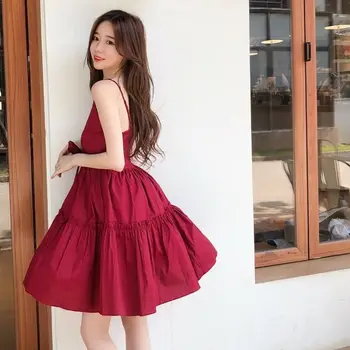 Femei Primavara-Vara Noua Moda coreeană V-neck Sexy Rochie fără Mâneci Papion O linie Casual Vestidos De Mujer J040