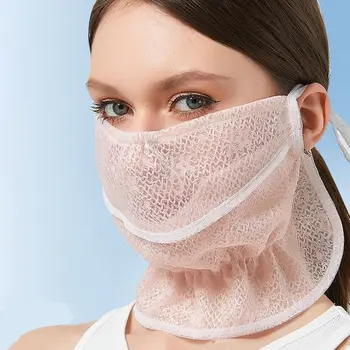 Femeile Se Confruntă Cu Capac Măști De Moda De Mătase Salopete Gât Capacul De Protecție Solară Agățat De Ureche Voal Eșarfă De Vară Ochiurilor De Plasă Respirabil Bentita