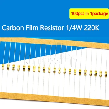 Film Carbon Rezistor 1 4W 220K 5% Patru-Inel de culoare Rezistor (100 BUC)