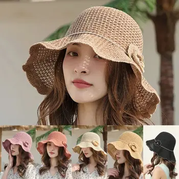 Flori Palarie de Soare pentru Femei Țese Femei Pescar Palarie Casual Bucket Hat pentru Femei pentru Femei Pentru Fata de Vara Plaja Călătorie de Pescuit