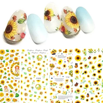 Frumusețea Adeziv de Floarea-soarelui 3D Unghii Decalcomanii Autocolant Folie Decoratiuni de Arta Unghiilor Autocolante Designer Manichiura Consumabile Crizantema