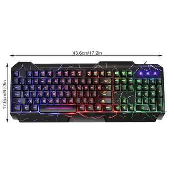 Gaming Keyboard Crack de Fundal cu LED Luminos 104 Taste cu Fir Reglabil Tastatura K620 Tastatura