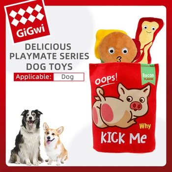 GiGwi Animale De Companie Jucărie Masă Gourmet Seria Sac Picior De Pui De Carne De Vită Cu Bacon Delicios Playmate Musca Rezistență Jucărie Pentru Câini Livrările De Animale De Companie Dotari