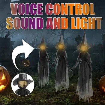 Halloween Lumina-Up Vrăjitoare, Fantome Decor De Halloween De Groază Recuzită Schelet Ciudat Goth Control Vocal Pentru Decor De Halloween