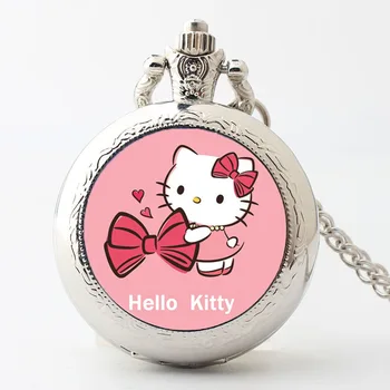 Hello Kitty Serie de Desene animate Ceas de Buzunar de Student Gât Colier Ceas de Buzunar pentru Bărbați și Femei, Ziua Internațională a copilului Cadou