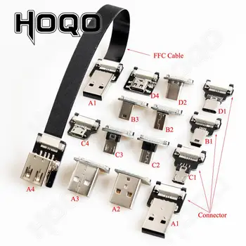 Hoqo Flexibil Cablu Plat Pentru Raspberry Pi Type-C Mini/Micro USB de Extensie Panglică FFC FPV Subțire, Plat, Moale, flexibil FPC taxa FPV