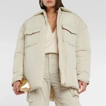 Jachete De Iarnă Pentru Femei 2023 Y2k Buzunar Decor De Catifea Mozaic Simplu Moda Alb Versatil Îngroșat Cald Strat De Bumbac