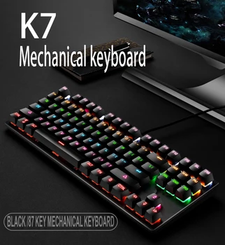 K7 Calculator de Birou Mecanice Tastatura cu Fir ABS Taste 87 Cheie de Joc Jocuri de noroc Jocuri de noroc Luminos Tastatură de Gaming