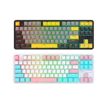 K870T Pro 87 de Taste Tastatură Mecanică Triple Mode cu Role Gaming Keyboard pentru Laptop Desktop Office RGB Efect de Iluminare