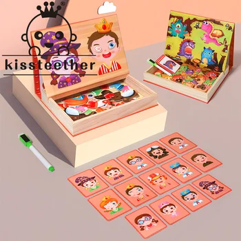Kissteether Noi Bile din Lemn pentru Copii din Lemn de Desene animate Magnetic de Ortografie Și de Muzică Magnetic Animal de Învățământ de Predare Jucarie Cadou