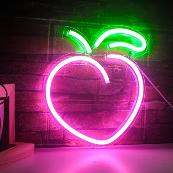 LED Neon Semn de Piersici Fructe de Proiectare Lumina de Noapte USB Comutator Alimentat Camera Copiilor Magazin Restaurant Neon Art Decor de Perete Cadou de Ziua de nastere