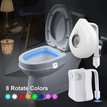 Lumina de noapte Smart Senzor de Mișcare PIR, Wc 8 Culori rezistent la apa Fundal Toaletă CONDUS de Fixare WC Toalete Lumina