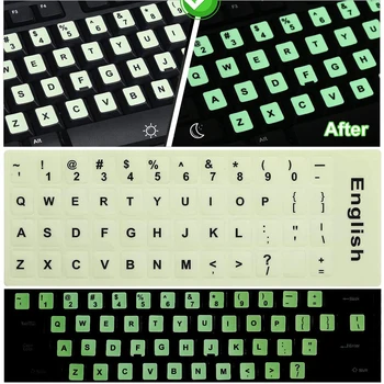Luminescente Alfabet Verde Fluorescent Tastatură de Culoare Sticker Glow în Întuneric Universal pentru Laptop Notebook Desktop