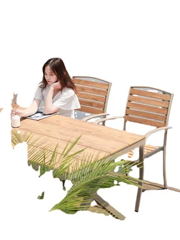 Masa si scaune de exterior, de gradina antiseptic lemn, în aer liber, grădină, stil Chinezesc exterior masă, balcon WPC de agrement de masa