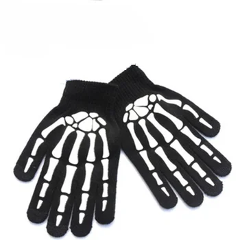Mănuși De Tricotat Cap De Schelet Luminos Jumătate De Deget Plin Degetele De Imprimare Cald, Respirabil Bărbați Femei Fitness Mănușă Echipamente De Ciclism
