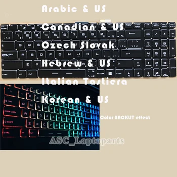 Noi arabă Canadian cehă, ebraică, italiană, coreeană Tastatura pentru MSI MS-17B4 MS-17B3 MS-16J2 MS-16J1 Negru Colorat cu iluminare din spate, Cristal