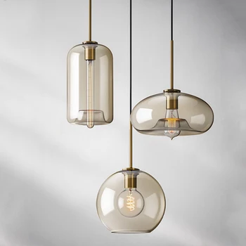 Nordic Industriale Stil Candelabru de Sticlă Moderne de Lux Pandantiv cu Led-uri de Lumină pentru Camera de zi Dormitor Noptieră Bucătărie Decor Acasă Lampa