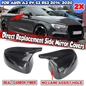 O Pereche Oglinda retrovizoare Acoperi A3 Carbon Auto Retrovizoare Oglinda Laterala Capace de Acoperire Înlocuitor Direct Pentru Audi A3 8V S3 RS3 2014-2020