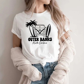 Outer Banks Vintage Femei T Shirt Carolina de Nord Paradis pe Pământ Tricou Pogue Viața Show TV Grafic Teuri femme Haine de Sărbătoare