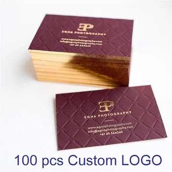 Personalizat LOGO-ul de Brand de Lux Folie de Aur de Timbru Cald de Imprimare de afaceri carte de vizită cu Logo-ul relief aur marginile