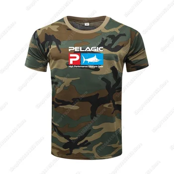 Pescuit Pelagic Tricouri UPF 50+ Camuflaj T-shirt, Bluze Barbati cu Maneci Scurte Jersey în aer liber de Vară, Haine de Pescuit Camisa De Pesca