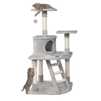 Pisica Copac cu Apartament și Post Scratching Turn, Gri