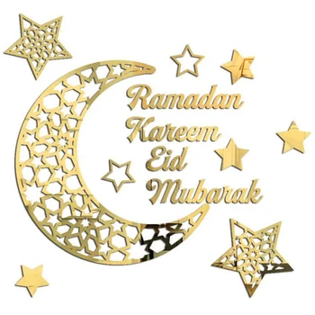 Ramadan Kareem Autocolante Decoratiuni de Perete Eid Mubarak pentru Decor Acasă Semn Dormitor Camera din Față Crescent Cristale de Artă O