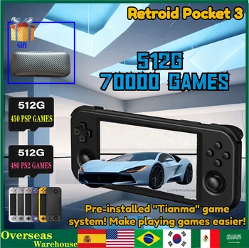 Retroid Buzunar 3 RP3 512G 70000 de Jocuri Retro, Jocuri Video Portabile Console de 4.7 Inch Touch Ecran HD 3G+32G Android 11 de Șase Culori
