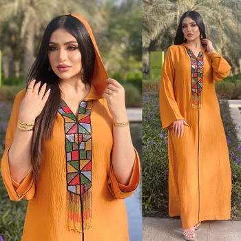 Rochie din orientul Mijlociu Musulman Femei cu Glugă Handmade cu Margele Perdeaua de Mărgele Dubai Arabe Halat