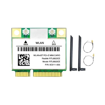 RTL8822CE placa WiFi+2XAntenna 1200Mbps 2.4 G+5Ghz 802.11 AC de Rețea Mini PCIe BT 5.0 Suport Laptop/PC cu Windows 10/11