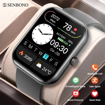 SENBONO Noi 1.91 inch Ecran Tactil Mare BT Apel de Răspuns Inteligent Ceas Barbati 100+ Sport Moduri de Ritm Cardiac tensiunea Arterială Smartwatch