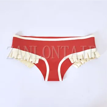 sexy exotice lenjerie femei de sex feminin manual latex rosu cu îmbinat plisate dantelă boxer slip tanga pantaloni pe sub pantaloni scurți lenjerie