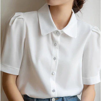 Shintimes 2023 Vara coreeană de Moda de Îmbrăcăminte Șifon Bluza Femei Albe Camasi pentru Femei Maneci Scurte Largi Doamne de Birou Topuri