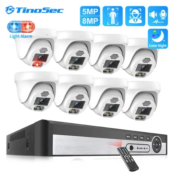 TinoSec 8CH 5MP/8MP Camera de Securitate de Sistem AI Fata Detectat Viziune de Noapte Două-way Audio Anti-Furt de Securitate CCTV Kit de Supraveghere