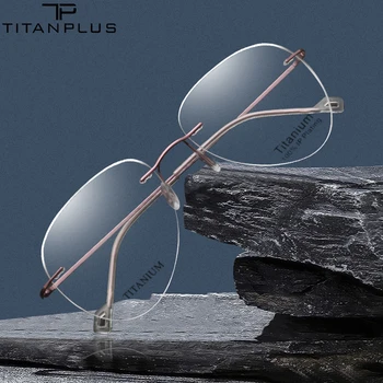 TITANPLUS fără ramă baza de Prescriptie medicala Pătrat Rame Ochelari de vedere Miopie Optic Ochii de Pisica de Titan Rama de Ochelari pentru Femei