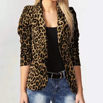 Toamna 2023 Moda Slim Femei Leopard de Temperament Navetiști Secțiune Subțire Mic Costum Singură Cataramă de Afaceri Casual Sacou Costum
