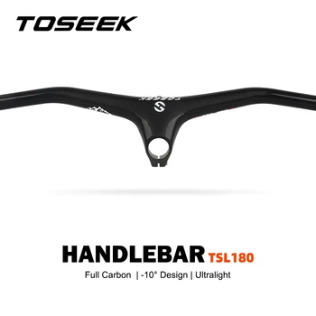 TOSEEK TSL180 Fibra de Carbon, Unul în formă de Bar Plat Biciclete de Munte Integrat Ghidon Stem Unghi -10 Grade 70/80/90/100/110mm