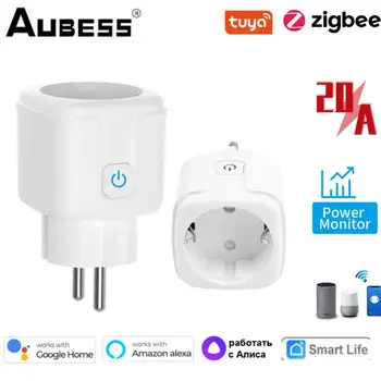 Tuya ZigBee Smart Plug 20A UE Plug Casa Inteligentă de Viață Inteligent de Control de la Distanță Alexa Google Acasa Alice cu energie Electrică Statistici