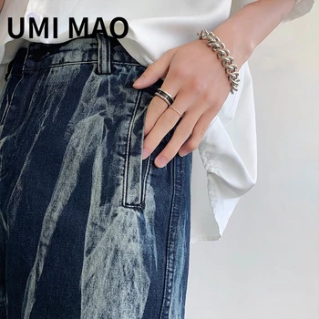UMI MAO Yamamoto Întuneric Stil Personalizat Cravată-Vopsite pantaloni Scurți Bărbați Femei Vrac Direct Mâneca Zdrențuită Design Blugi Vara Femme