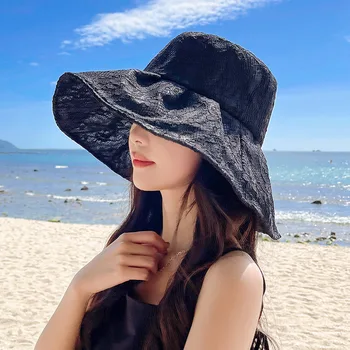 Versiunea coreeană De Primăvară Și de Vară Dulce Pearl Lace Floare de protecție Solară UV Pălărie Mare Avantaj Umbra Pescar Hat pentru Femei