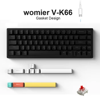 Womier Negru 66 Taste Mini-Jocuri Tastatură Mecanică Gaske Gaming Keyboard, iluminare fundal cu LED Gamer Tastatură Roșu Comutator pentru a Câștiga Mac PC