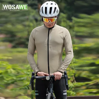 WOSAWE Bărbați Impermeabil, Windproof Ciclism Jacheta Set de Ciclism cu Maneca Lunga Sacou cu Pantaloni Nou Sport Respirabil Costum