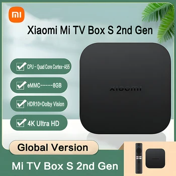 Xiaomi Mi TV Box S 2nd Gen 8GB Dolby Vision HDR10 Set-top Box 4K Ultra HD BT5.2 Global Versiune Smart Km Jucător Google Asistent