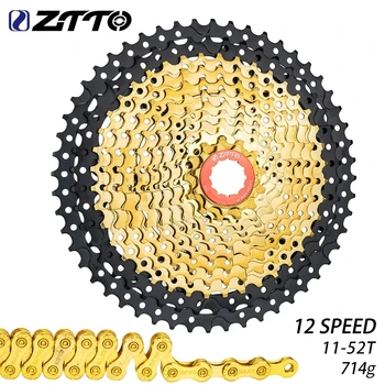 ZTTO Biciclete MTB 12 Viteza de 11-52T Caseta 12 11-52T 12V K7 Negru-Aur de Oțel Pinioane Pinion 12S Lanț Pentru HG Hub m9100 GX VULTUR
